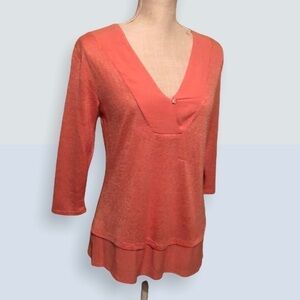 Bobeau v neck tunic, orange, Sm P